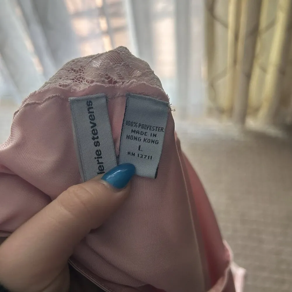 Valerie Stevens Vintage 90s Pink Chemise Slip Sleep Dress Babydoll Intimates Size L - Image 12