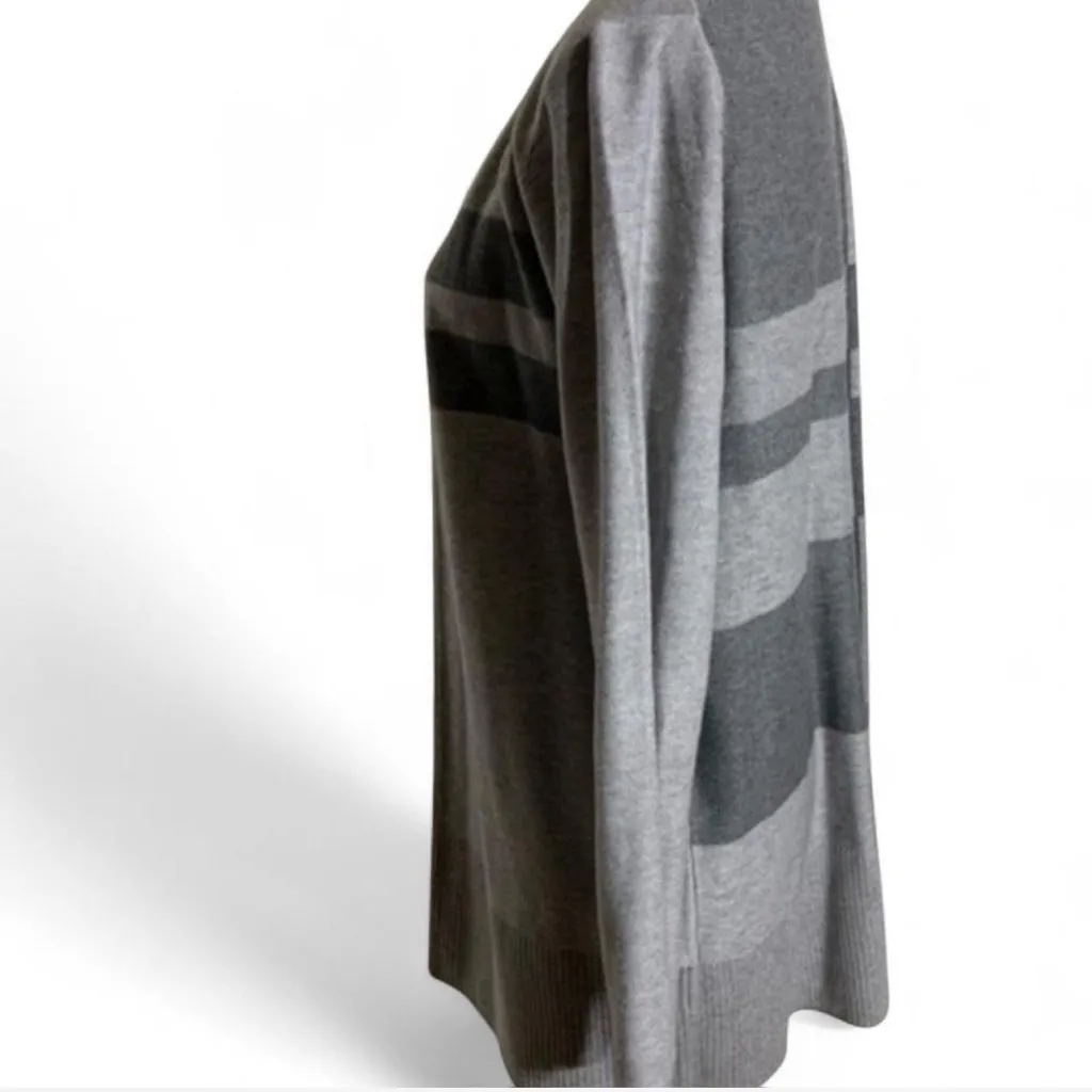 Calvin Klein Wool Blend Gray Striped Open Cardigan Small - Image 3