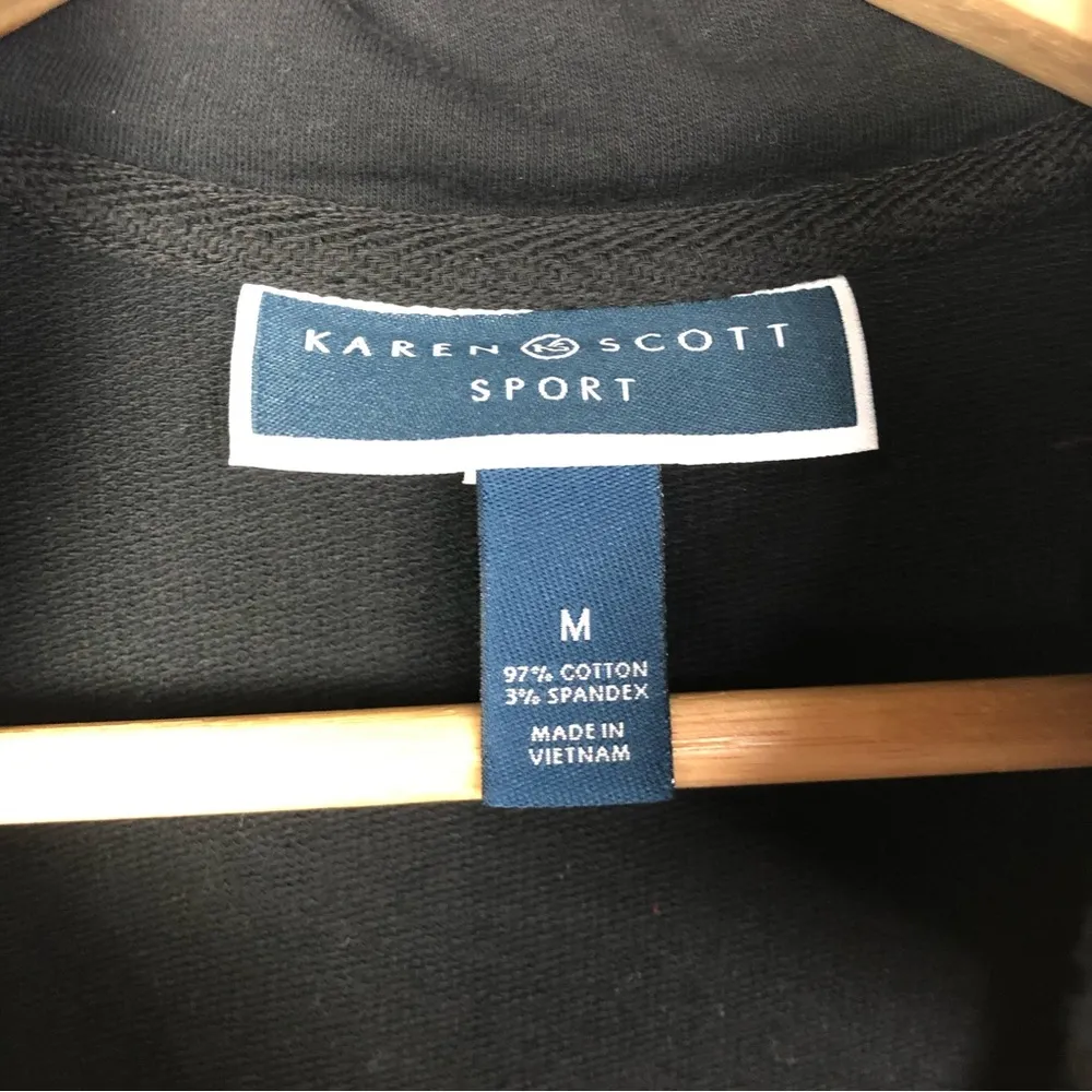 Karen Scott Sport Black Full Zip Mock Neck Knit Jacket M - Image 5