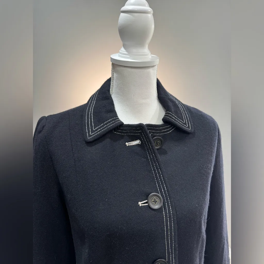 Black/Cream GAP Factory Wool Blazer Size 6 EUC - Image 3