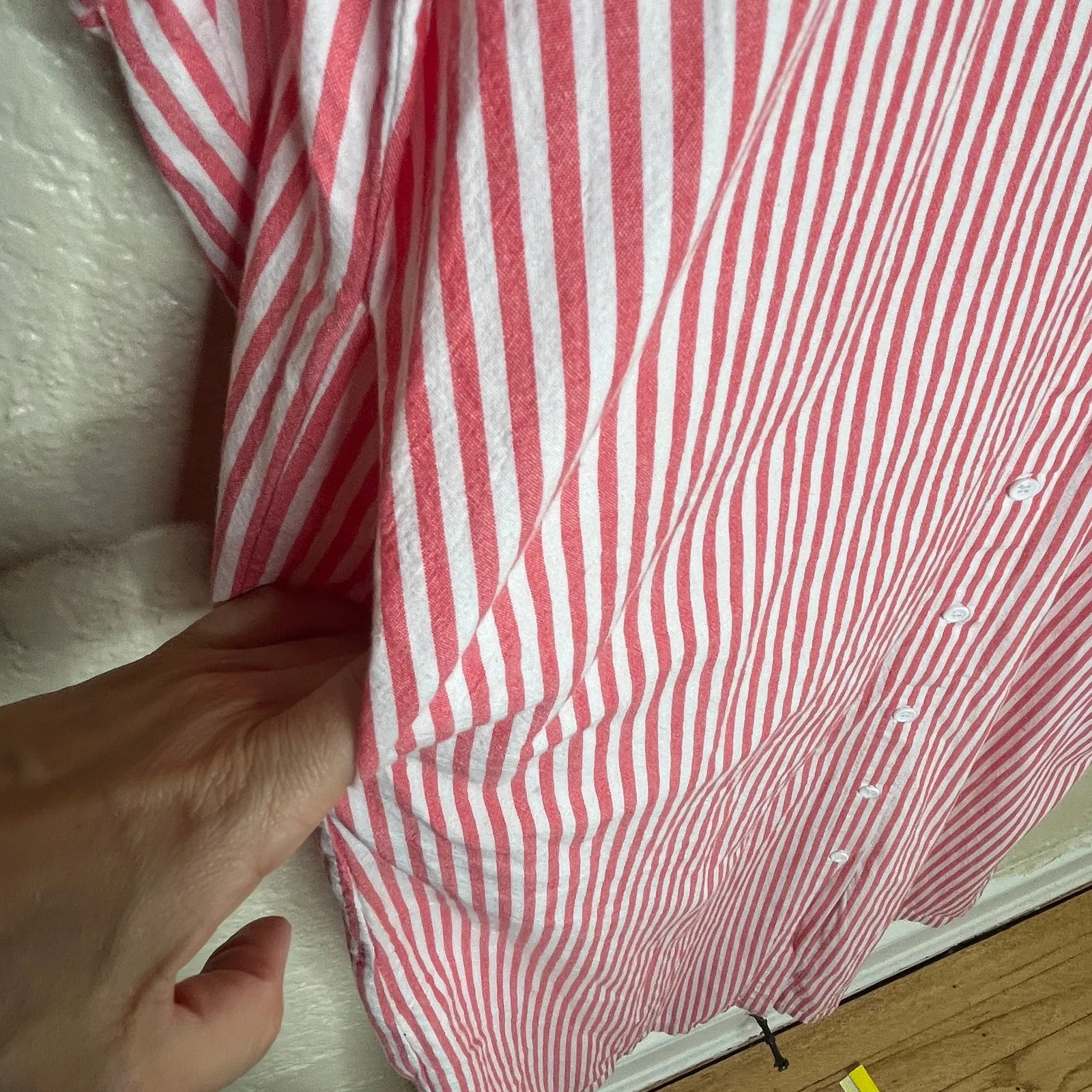 Chouyatou Striped Cotton Maxi Shirt Dress Boho Casual Women Blue White Medium Red - Image 5