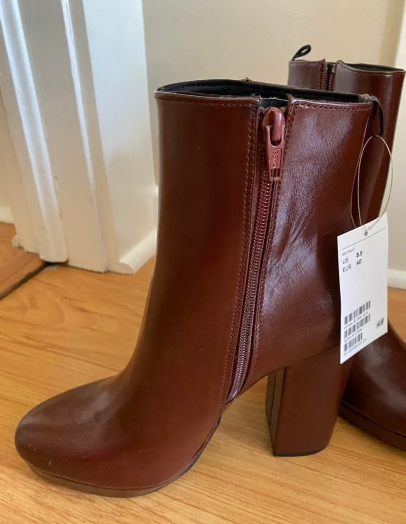 Brown Platform Ankle Boots - Image 3