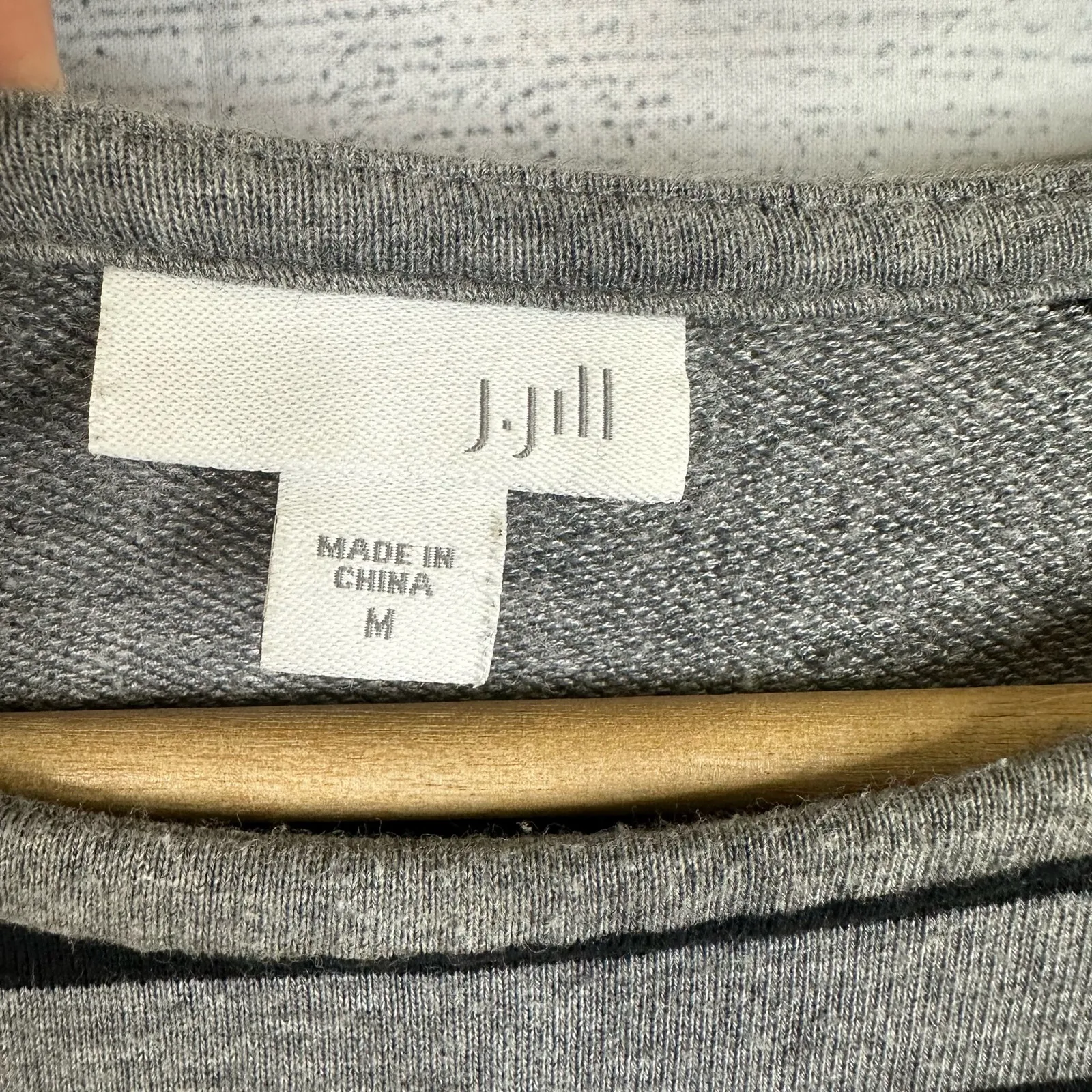 J Jill Womens size Medium Striped Tunic Jersey Knit Shirt Dress Gray - Image 7