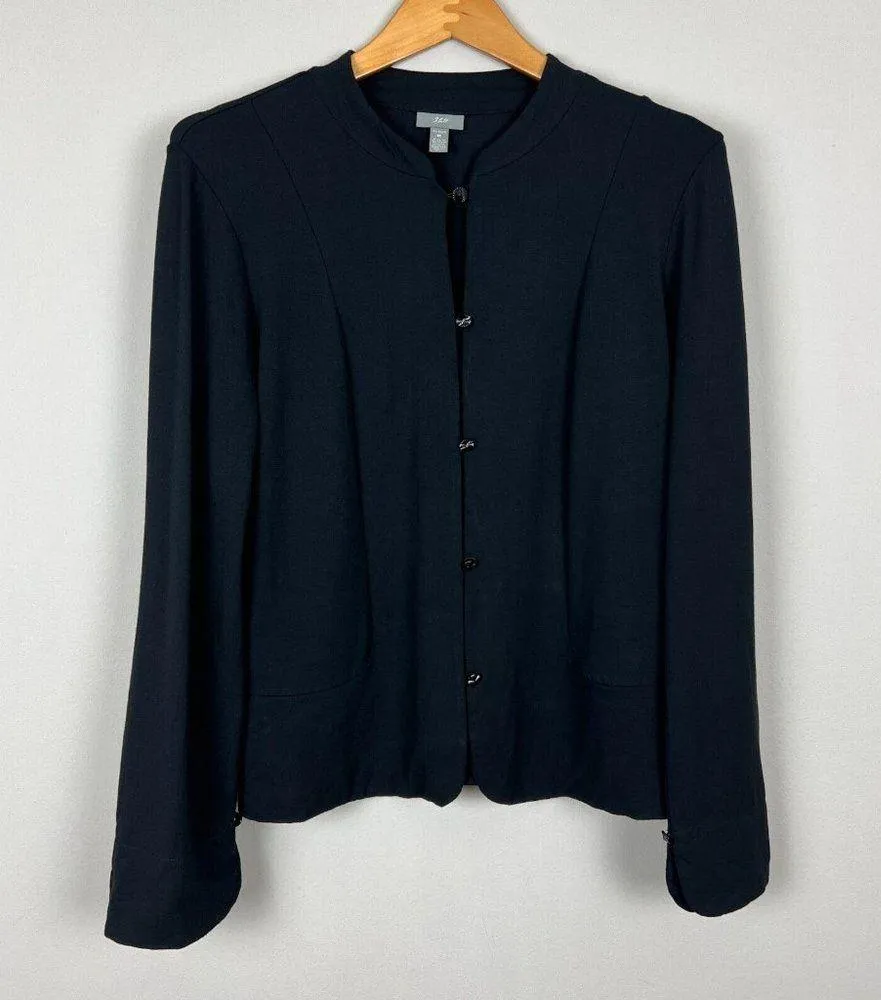 J Jill Cardigan Sweater Jacket Womens Medium Black Button Up Long Sleeve Stretch - Image 11