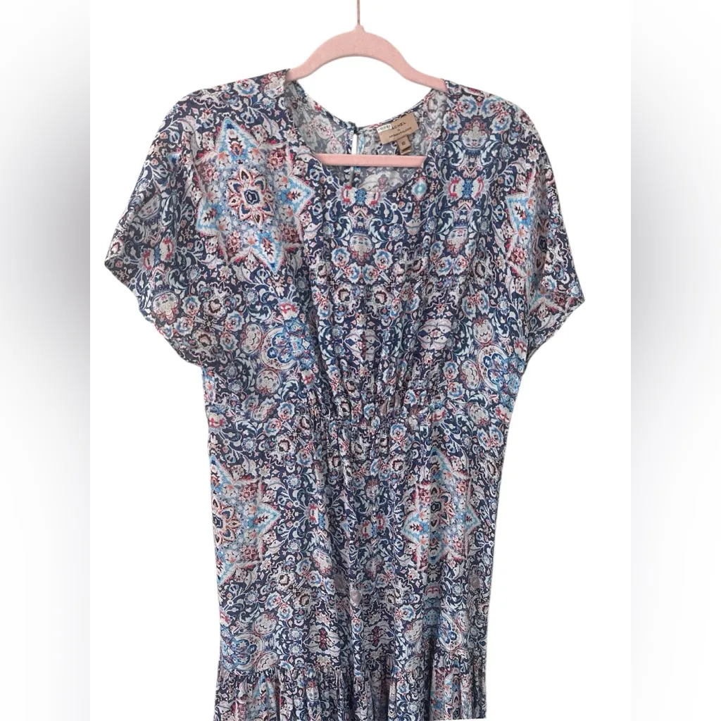 Kachel x Anthropologie Kaleidoscope Blue Print 35% Silk Tiered Midi Dress - Image 5