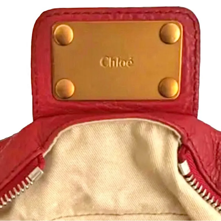 CHLOE Paddington Red Leather Lock Bag Comes with: Padlock Key COA Dust Bag - Image 10