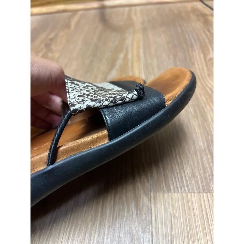Gentle Souls Black Snake Print Leather Slip On Open Toe Slide Sandals Size 8 - Image 6