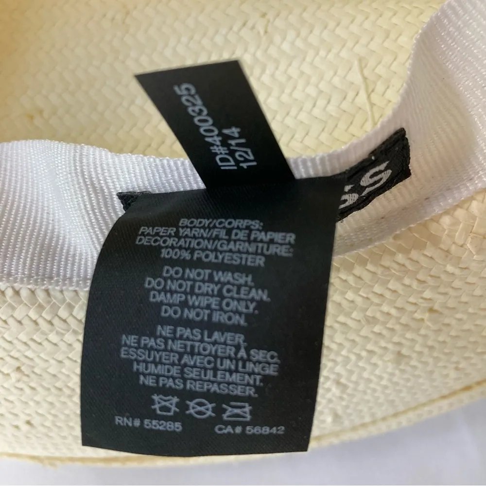 Women's Off-white Wide Brim Straw Beach Hat w/ Black Ribbon - Image 7