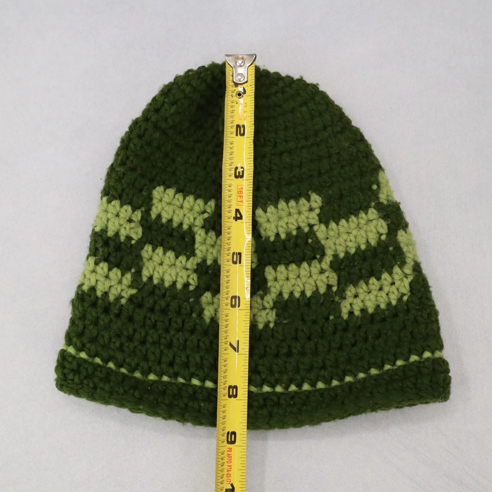Green Cable Knit‎ Y2K Vintage Hippy Cottage Boho Skater Bucket Beanie Cap Hat - Image 6