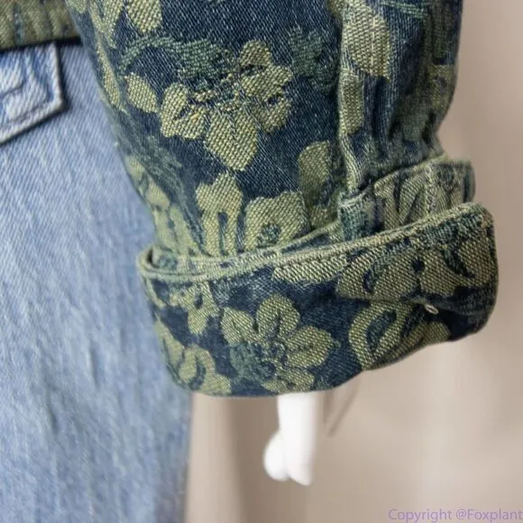 Marsh Landing 100% cotton floral‎ print green blazer, size L - Image 17