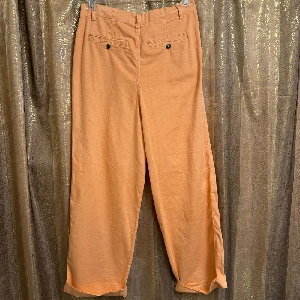 Free People Addy Wide Leg Chino Pants Pastel Light Orange Size 4 NWOT - Image 3