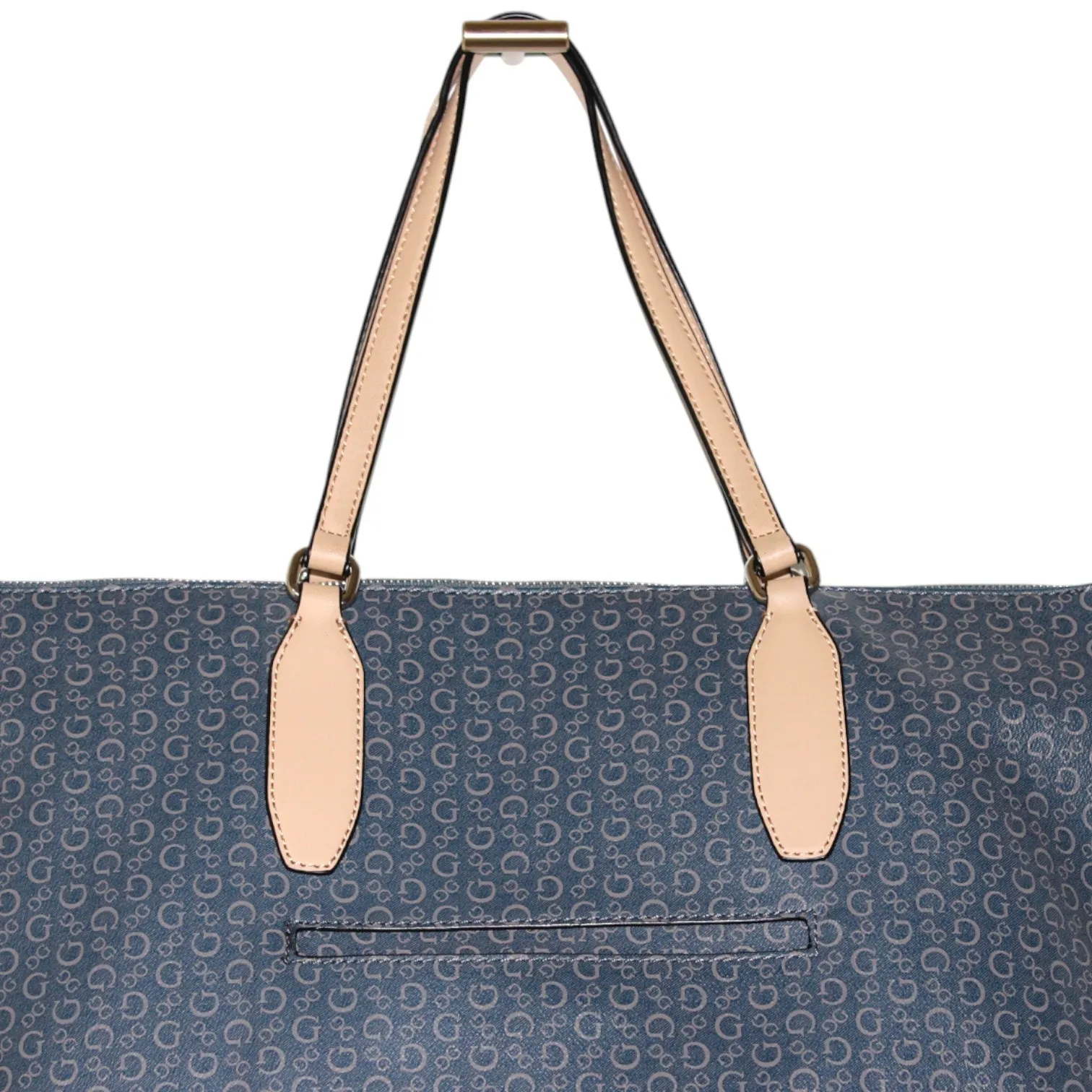GUESS Logo Print Blue Stripe Large Tote Bag - Image 5