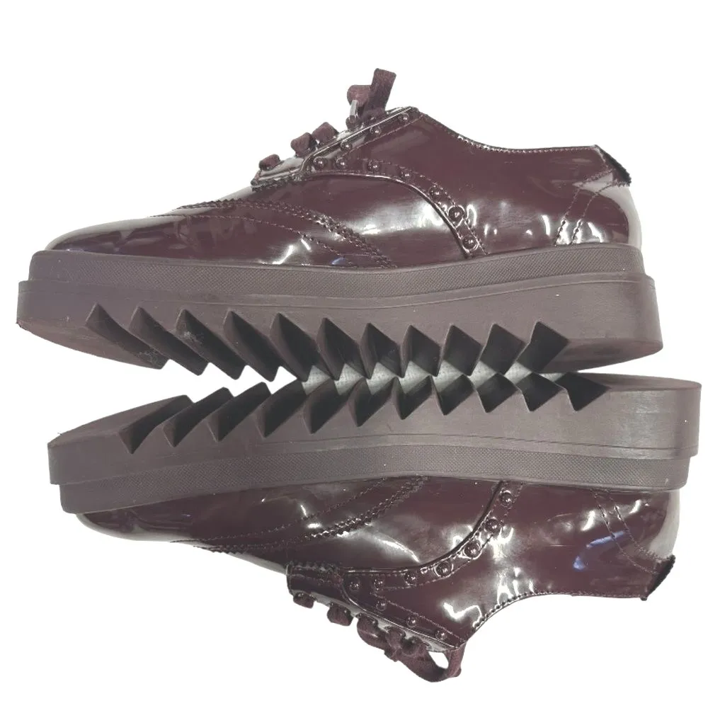 Zara Burgundy Patent Leather Platform Oxfords Women's Zara Size 37 US‎ Size 6.5 - Image 4