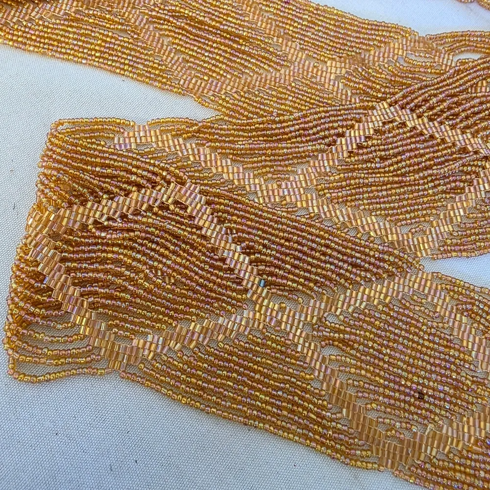 Artisan Gold AB Glass Seed Bead Adjustable Belt Orange - Image 3