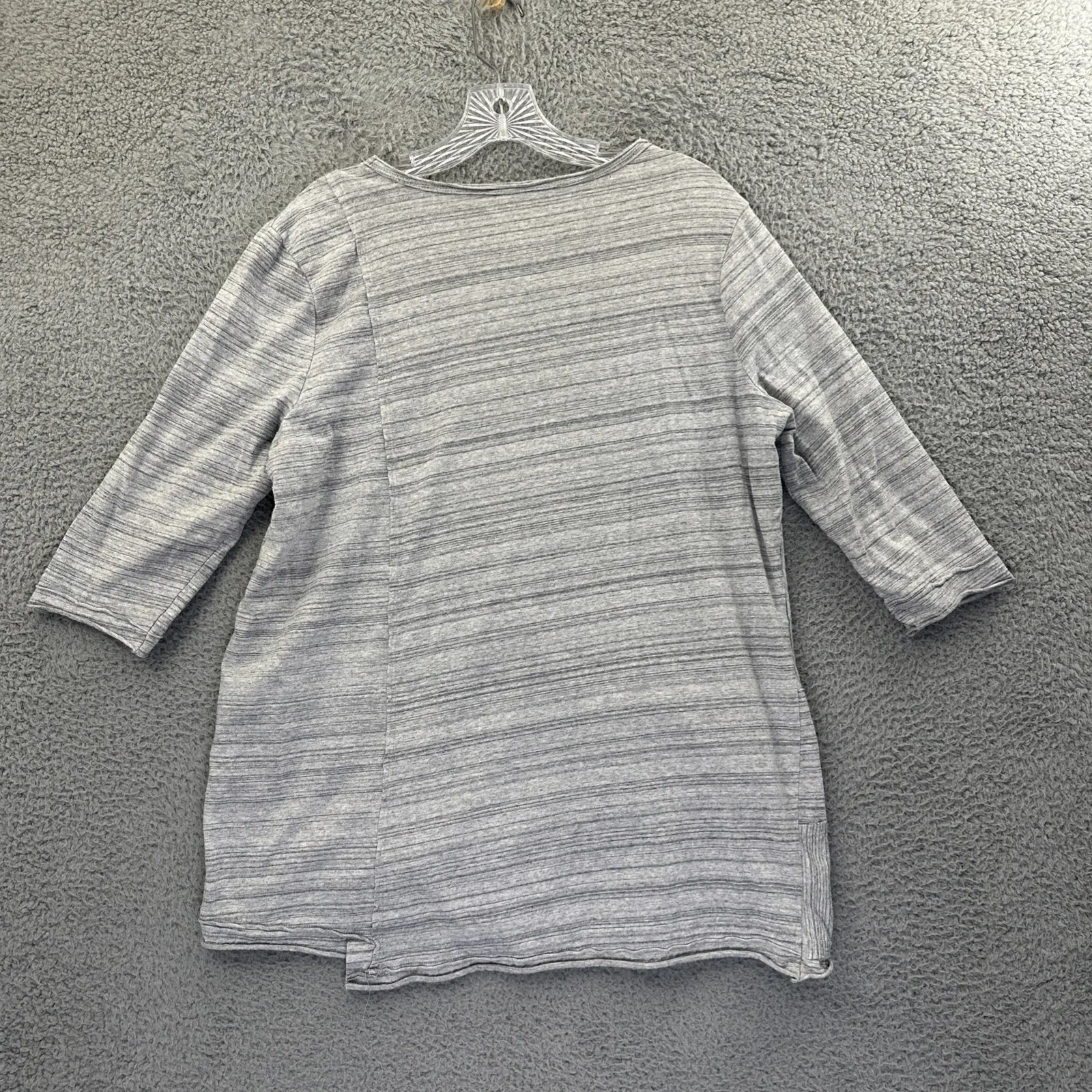 Neon Buddha 3/4 Sleeve Tunic Top Gray Lagenlook Boho Artsy Women's Large - Image 2