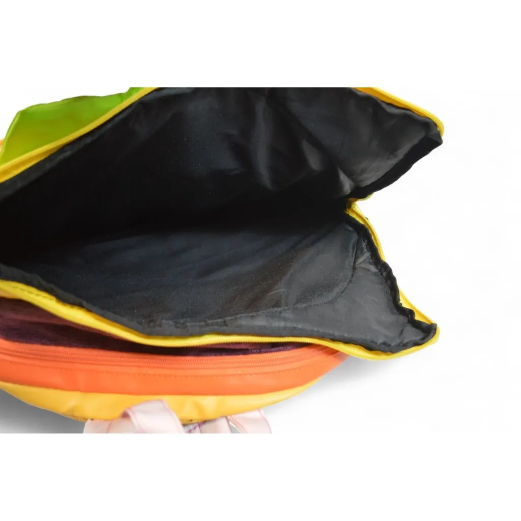 Vintage Hamburger Cheeseburger Novelty Backpack Round Food Shape Bag Gold - Image 4