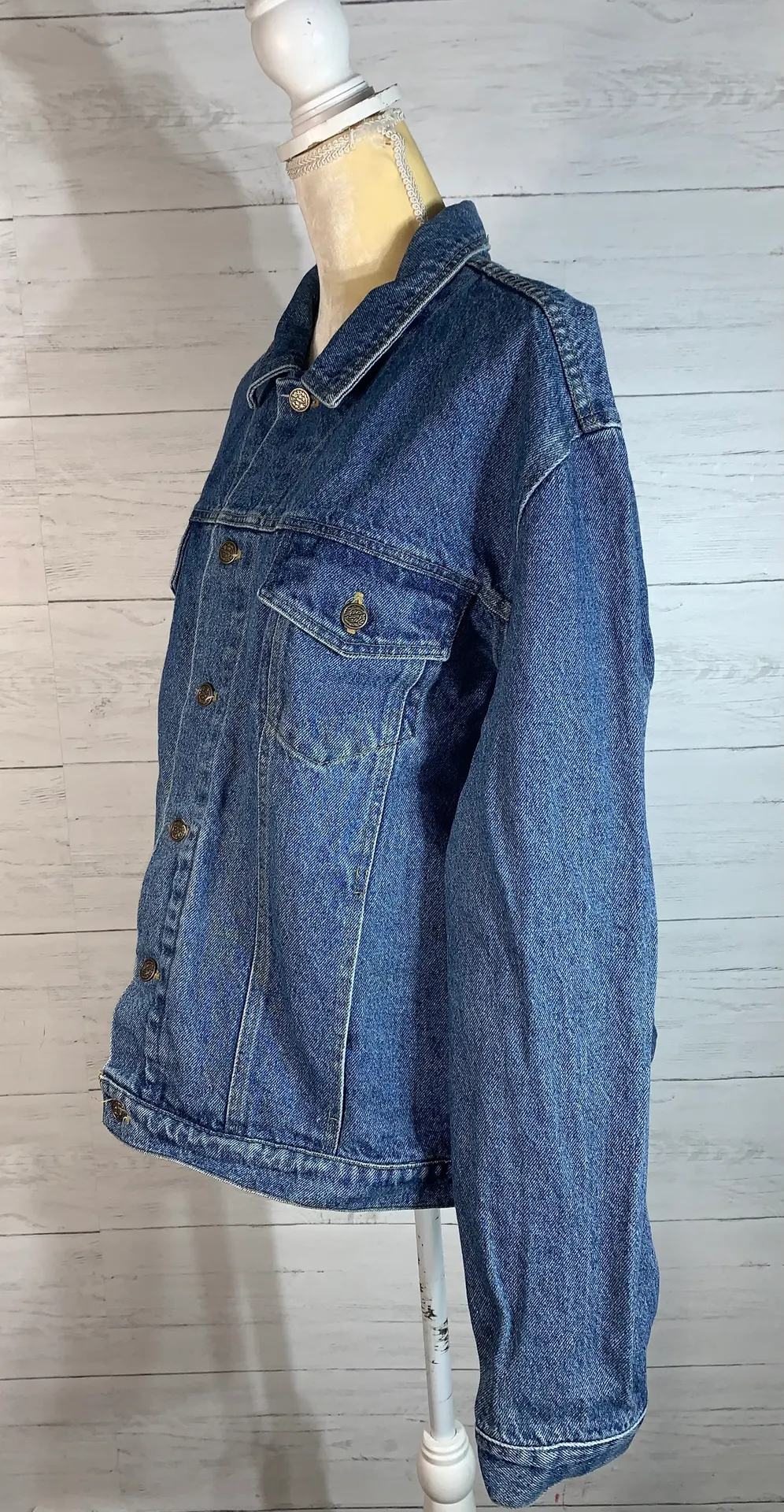 Vintage Embroidered "Christy" Denim Jean Jacket Hippie Womens 2X Trucker Blue Size XXL - Image 3