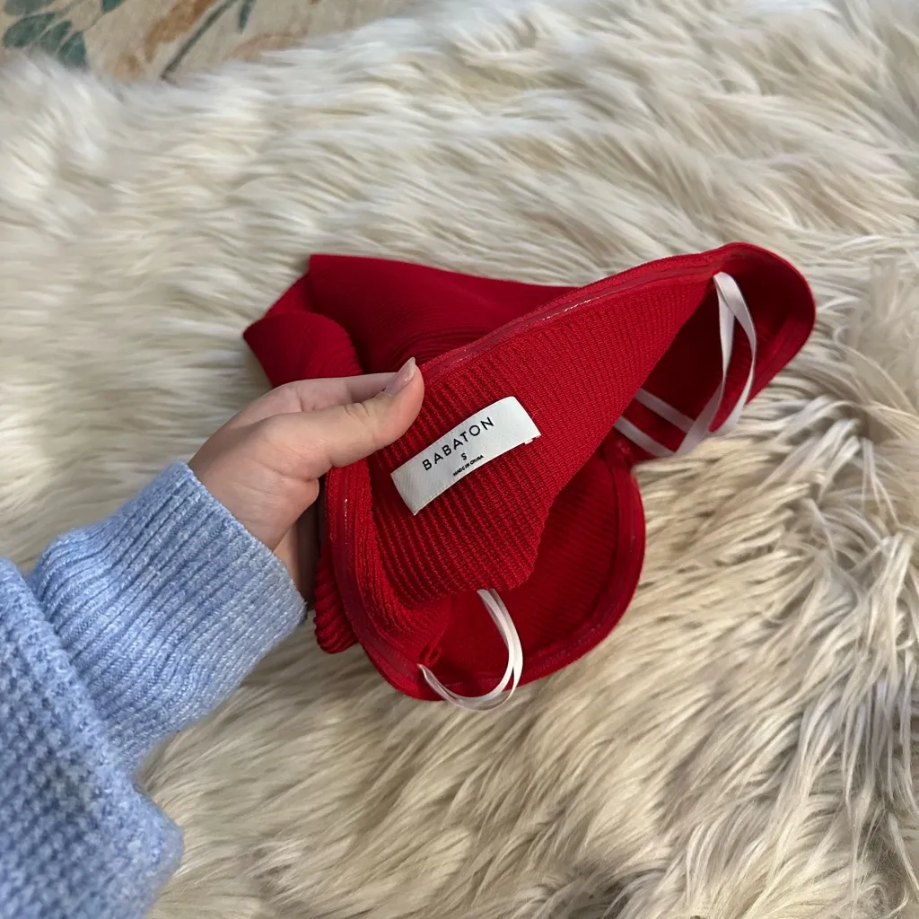 ARITZIA Babaton Ribbed Strapless Tube Top In Red - Image 4