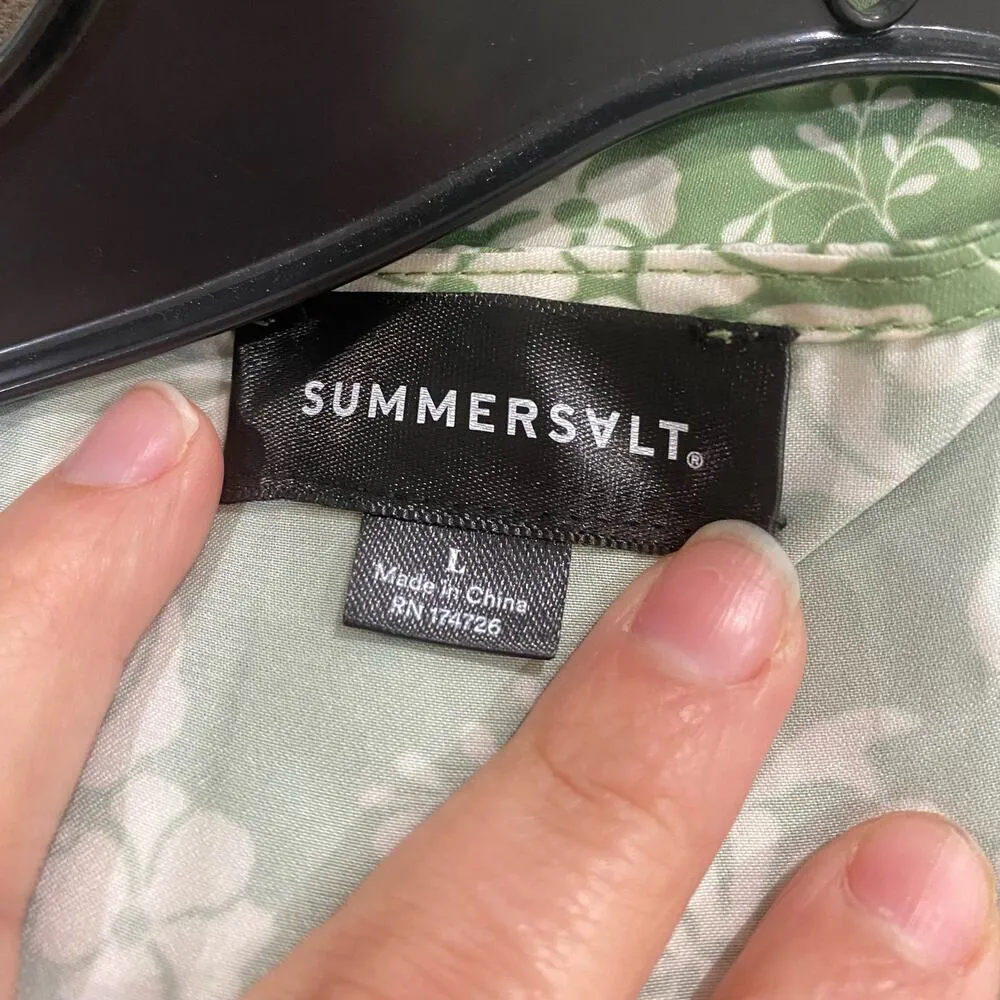 Summersalt Cinch Waist Caftan Green Floral Dress Size Large NWOT - Image 5