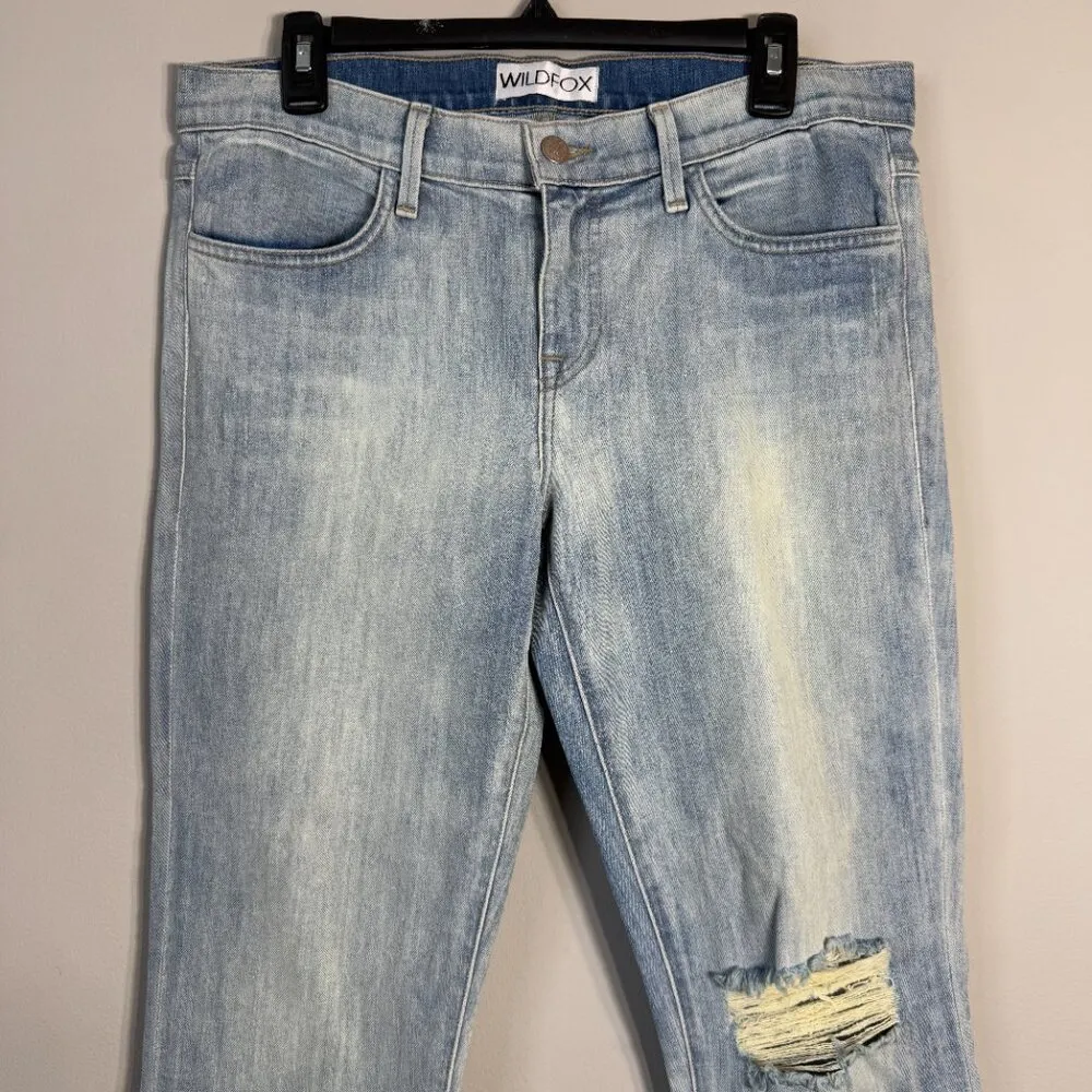NWT Wildfox Carmen Low Rise Skinny Jeans Women's 30 Magic Trick Blue Distressed - Image 7