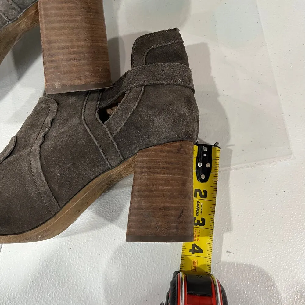 Joe's Jeans Cassia Ankle Boots Blocked Heel Dark Gray Suede Open Toe sz 9.5 - Image 9