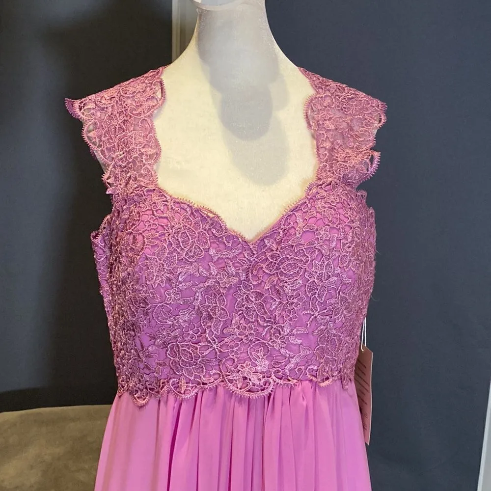 Women’s Lace & Chiffon Dress Empire Waist Corset Back Bridesmaid Size 12 NWT - Image 2