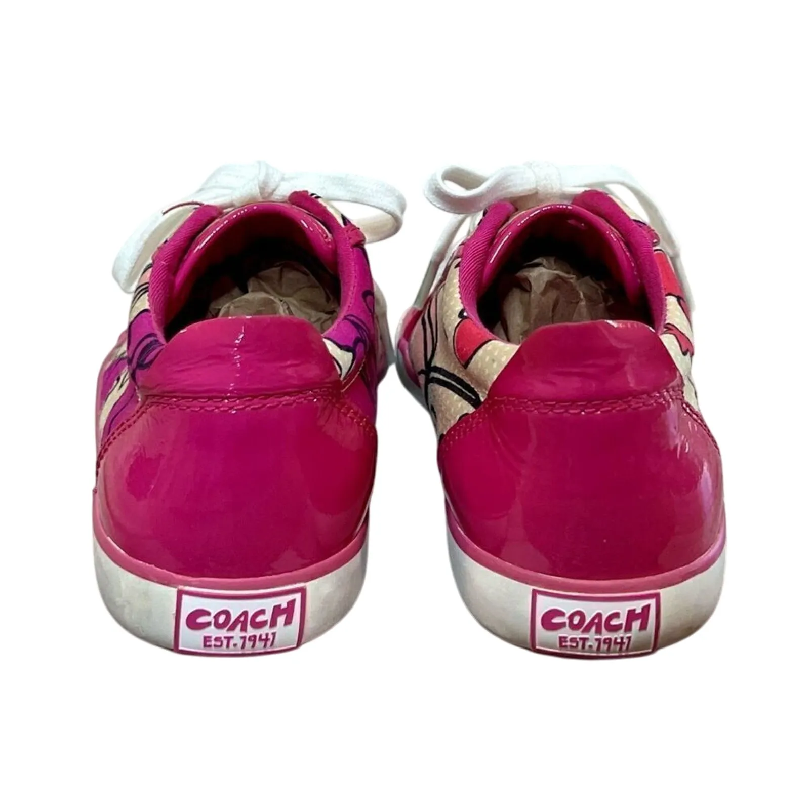 Coach Barrett Q675 Poppy Pink Petal Leather Sneakers‎ 7B Floral Y2K Quiet Luxury - Image 8