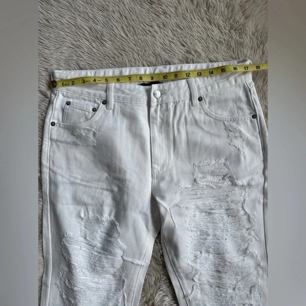 SER.O.YA Omar Optic White Distressed Boyfriend Jeans Relaxed Fit Size 28 - Image 7