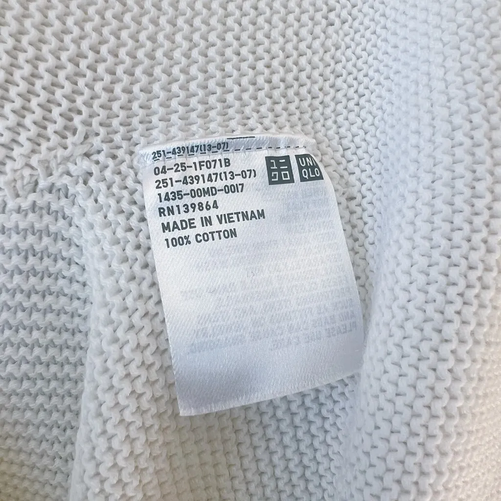 Uniqlo 3D Knit Cotton Dolman 3/4 Sleeve Sweater in Off White - Image 9