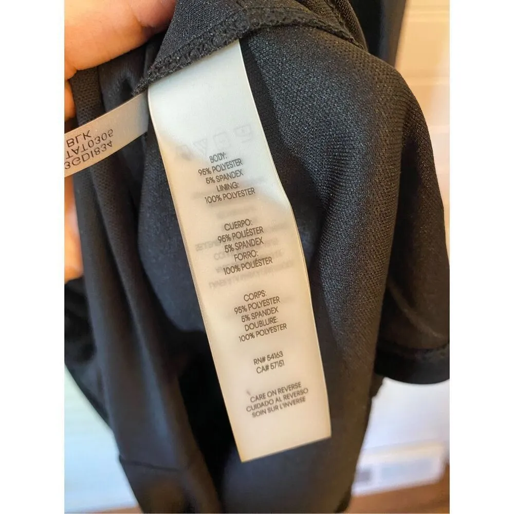 Calvin Klein Women's Asymmetric Hem Ruched Midi Black Sheath Dress - Image 16