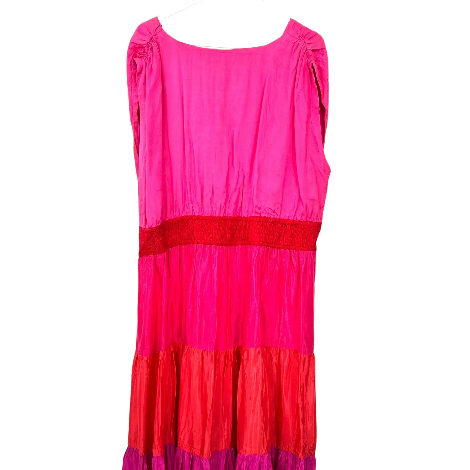 DENIM 24/7 | 26W Tiered Maxi Dress Ruffle Pink Red Tank Sleeveless Long Flowey - Image 3
