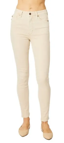 Judy Blue NWT High Waisted Tummy Control Skinny Denim Jeans Women’s 15/32 Bone - Image 1