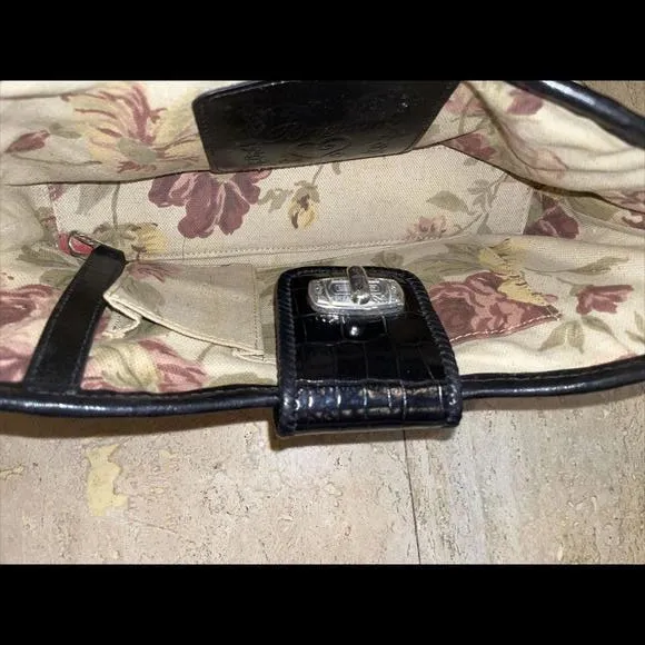 Brighton Wendy Tan/Blk Woven‎ Jute With Black Leather Shoulder Bag - Image 6