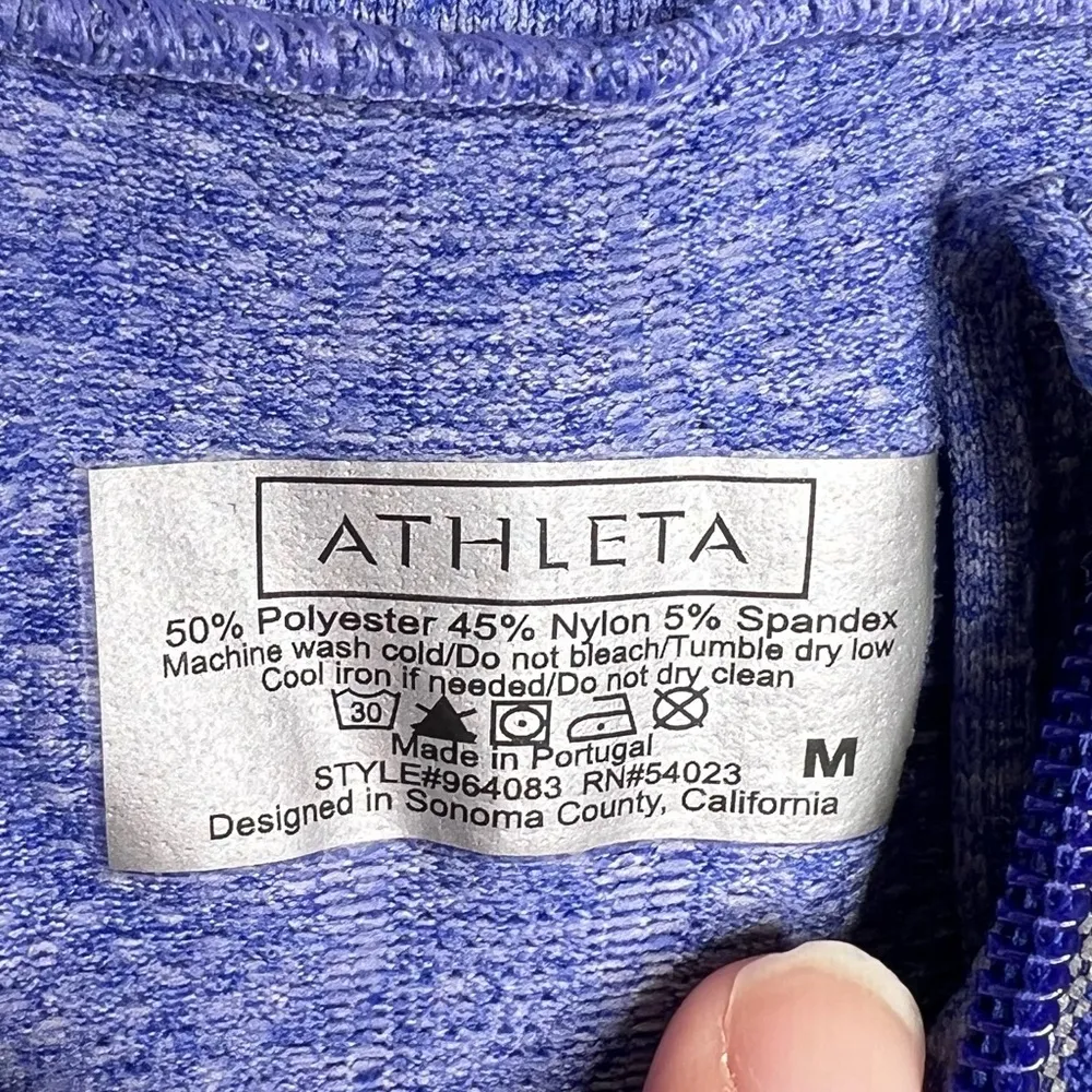Athleta Fast Track 1/2 Zip Pullover Top Admiral Blue Heather Women’s Medium FLAW - Image 3