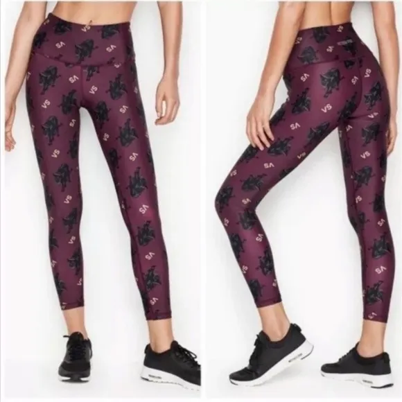 2 piece set! VS leggings and sports bra set Eggplant color panther crown print - Image 2