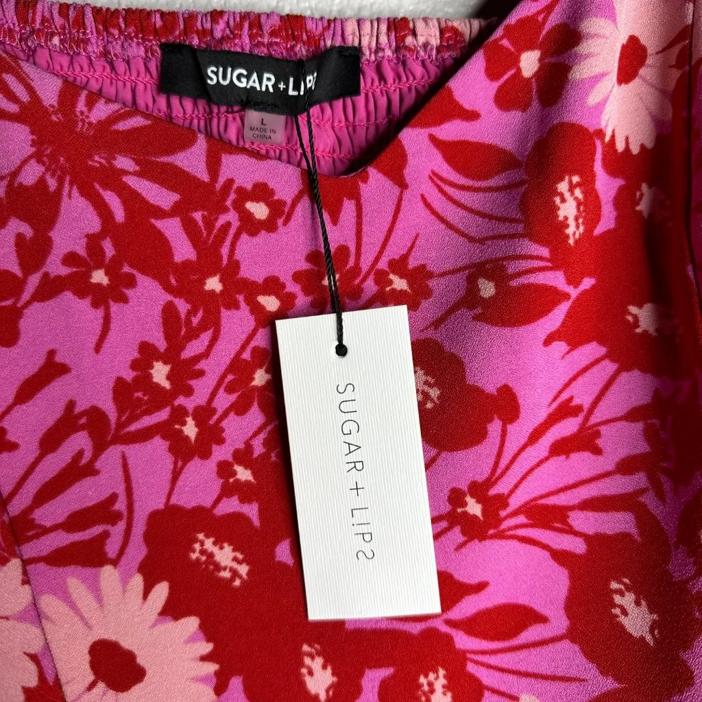 Sugarlips Lover Girl Shania Bustier Cropped Top Size Large Pink Red Sz L New - Image 6