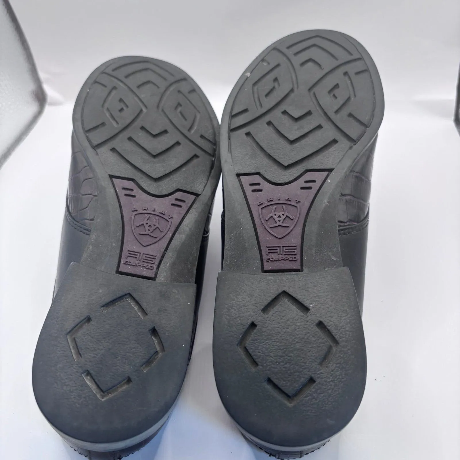 Ariat ATS Apron-Toe Mules Womens Size 7B Black & Brown Leather Slides Clogs - Image 8