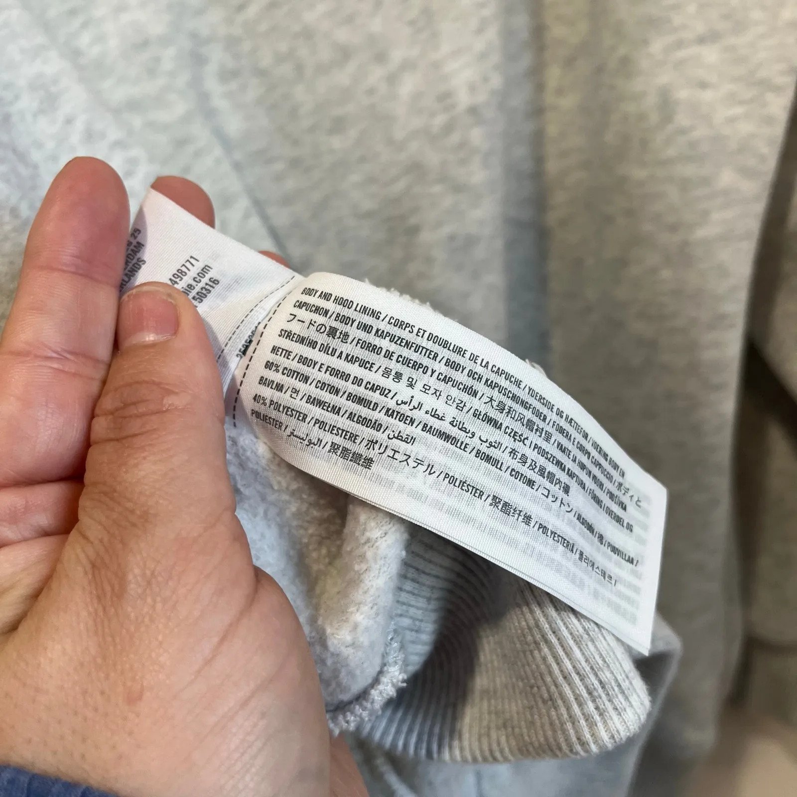 Hollister California Graphic Hoodie Floral Sleeve Embroidery Gray Pullover M - Image 6