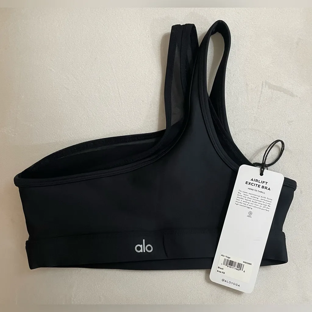 Alo NWT Airlift Excite One-Shoulder Sports Bra Black Size XS - Image 6