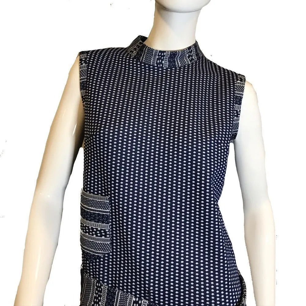 Vintage 1960s Vintage Flapper Drop Waist Geometric Polka Dotted Dress Navy Blue Size undefined - Image 10