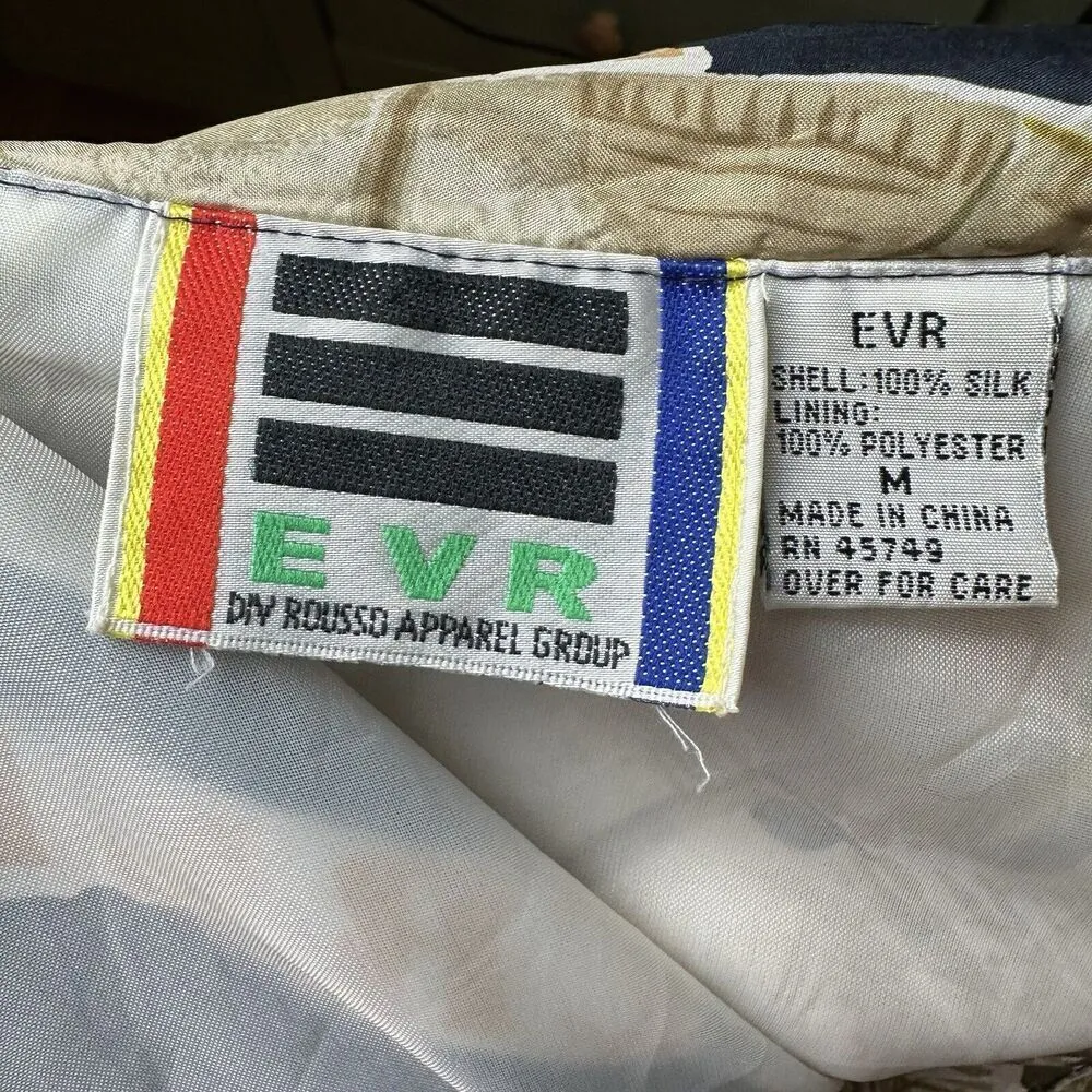 Vintage EVR Silk Bomber Jacket M Travel Print “Across the Atlantic” Cruise Theme Blue Size M - Image 8