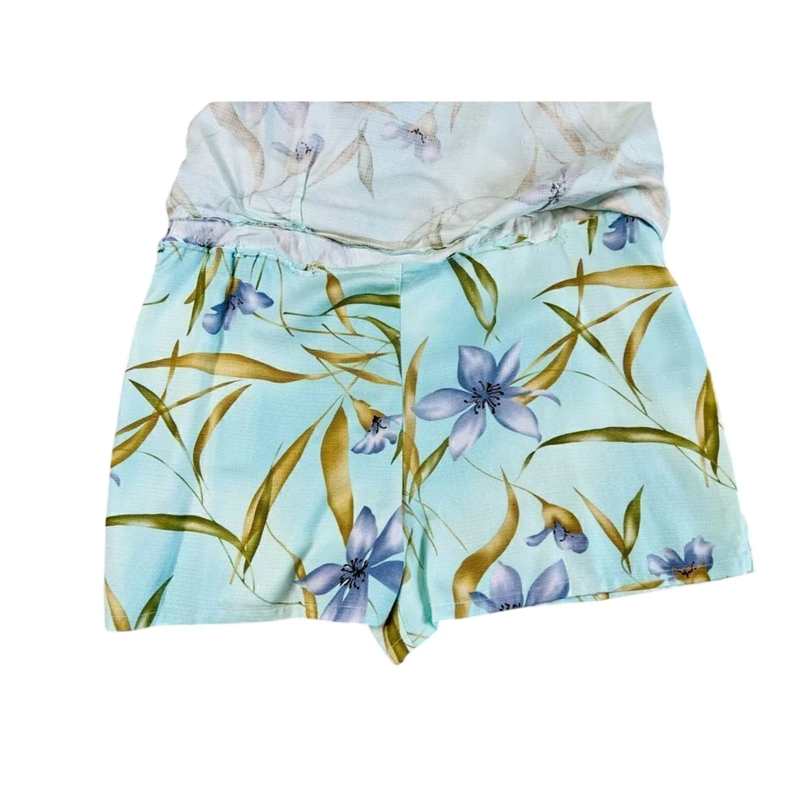 NWT Caribbean‎ Joe Tropical Floral Crystal Blue Skort Skirt sz 14 - Image 2