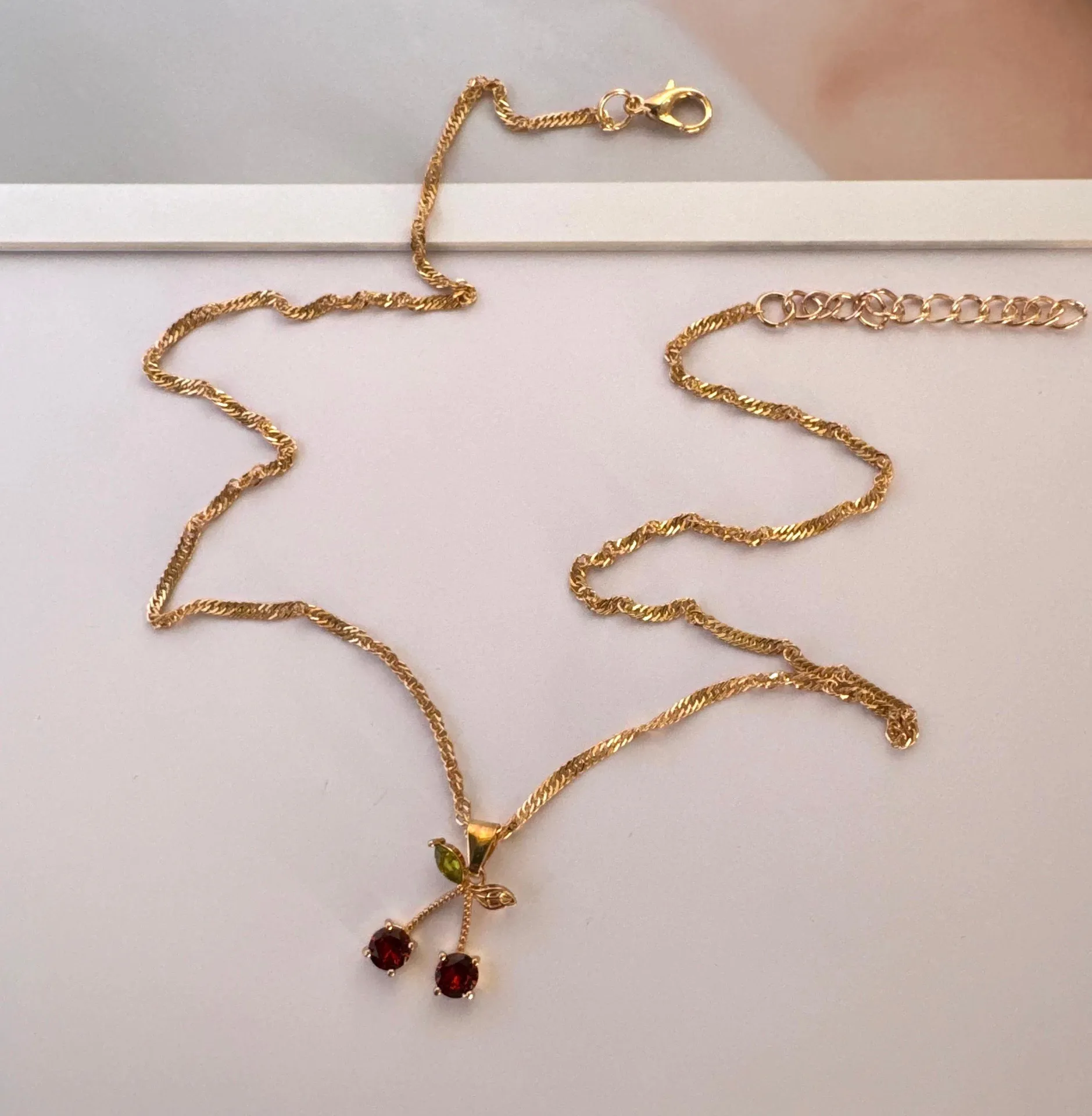 Cherry Pendant Necklace for Women Gold - Image 4