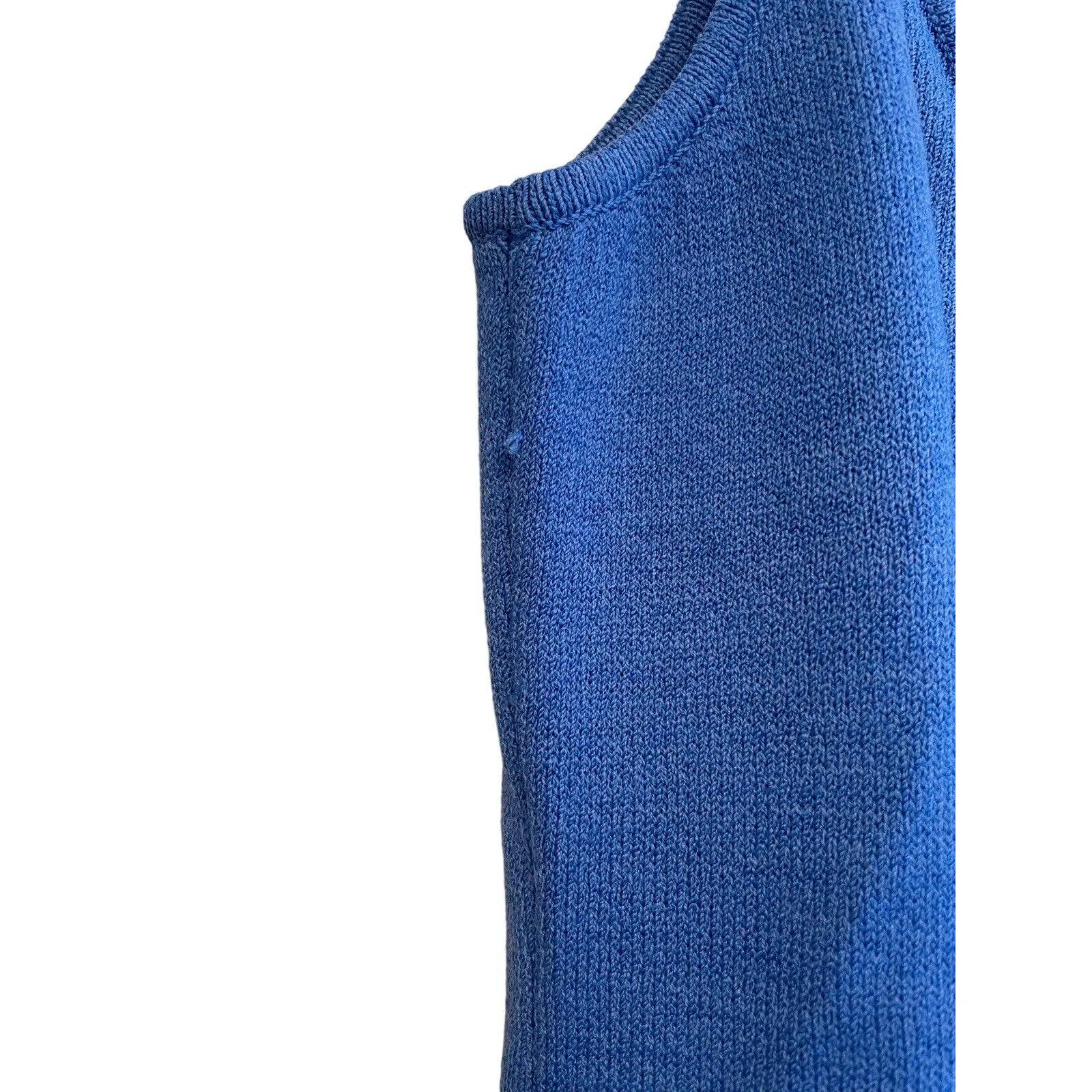 ST.‎ JOHN 3 Piece Blue White Knit Suit Gold Button Jacket Size 8 Skirt Size 14 - Image 12