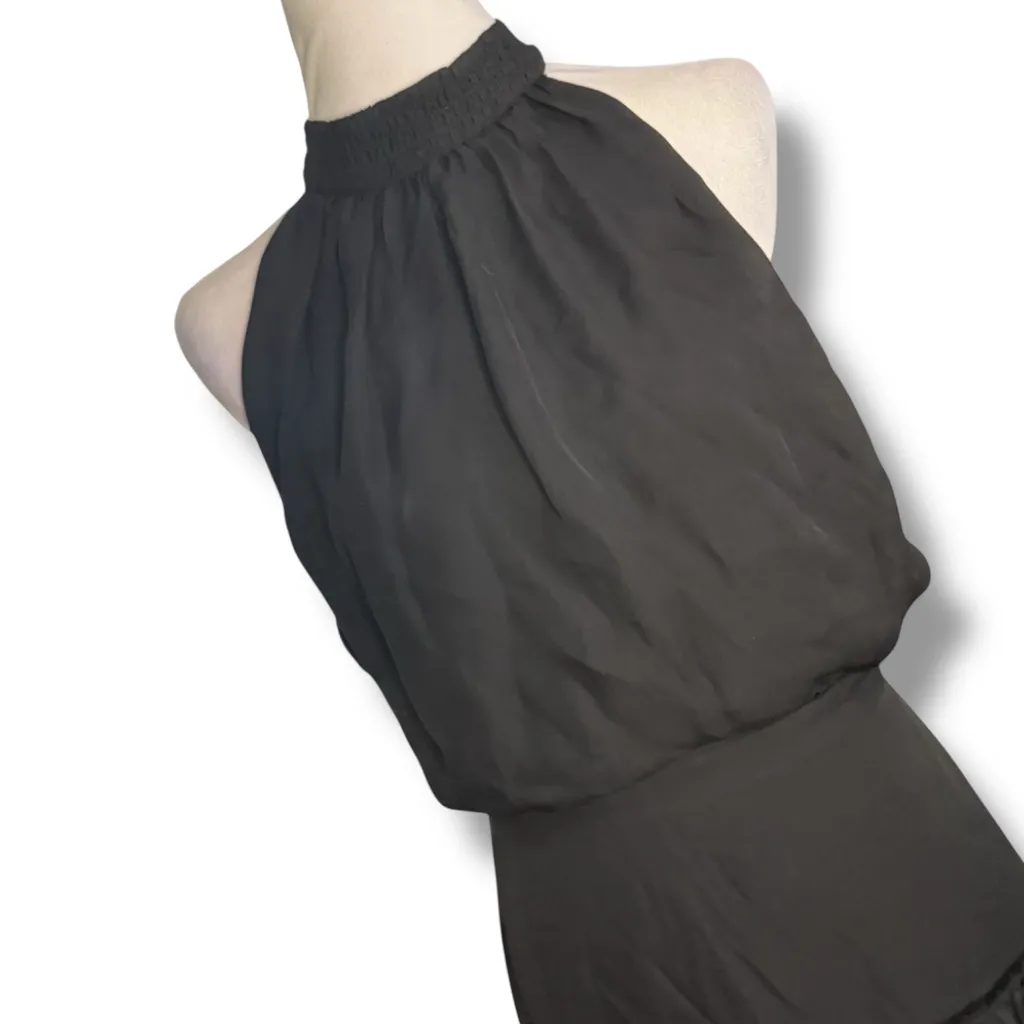 ELIZABETH and JAMES Black Carlita Dress Halter Ruched Waist Tiered Hem Size 8 - Image 5