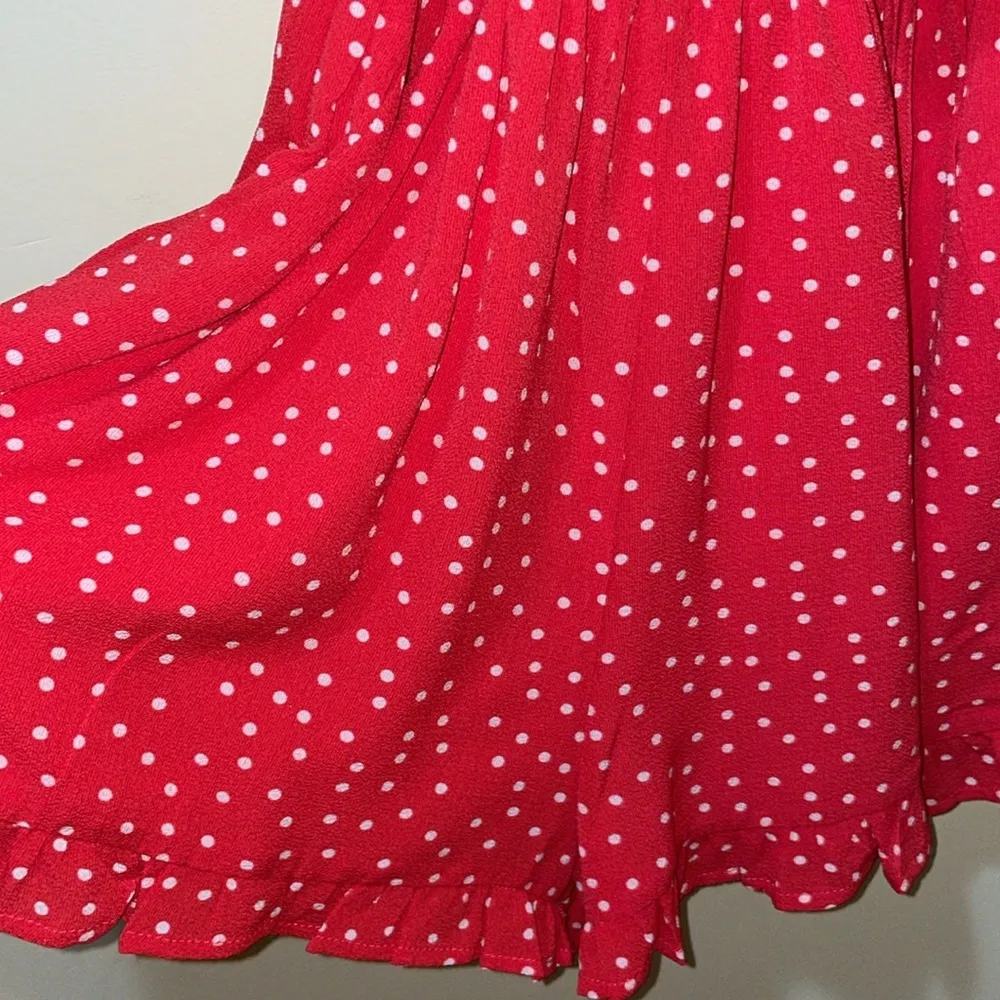 Womens New One Clothing Red + White Polka Dot Romper - Image 2