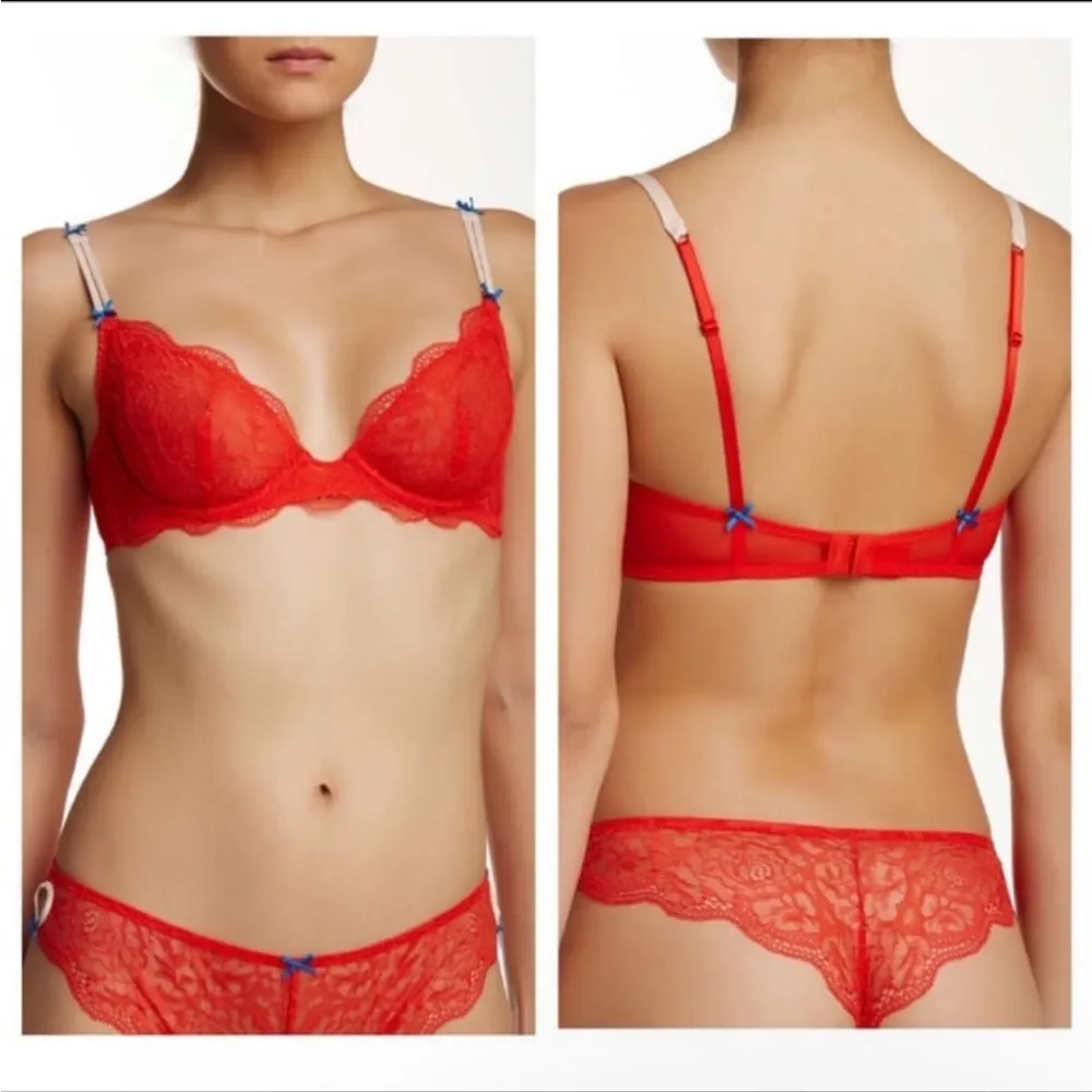 Heidi Klum Cle Damour Contour Balconette Bra Fiery Red Cream Tan 32D Size undefined - Image 11