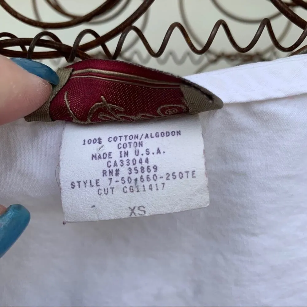 Vintage 80s 90s Roper aztec southwestern cowgirl shirt XS Green - Image 4