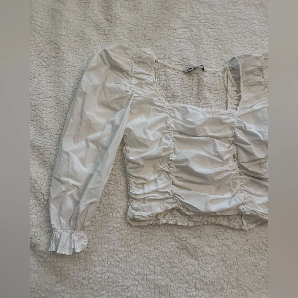 women’s zara white poplin top - Image 2