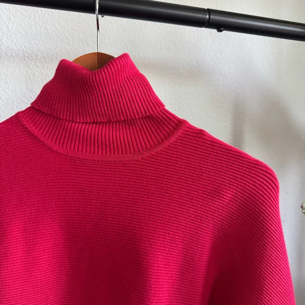Pink Rose Red Turtleneck Knit Sweater Size S - Image 2